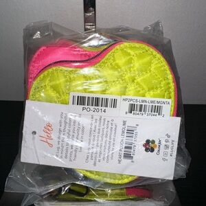 Lug Heart Pouch 2pc Set NWT Lemon Lime & Magenta